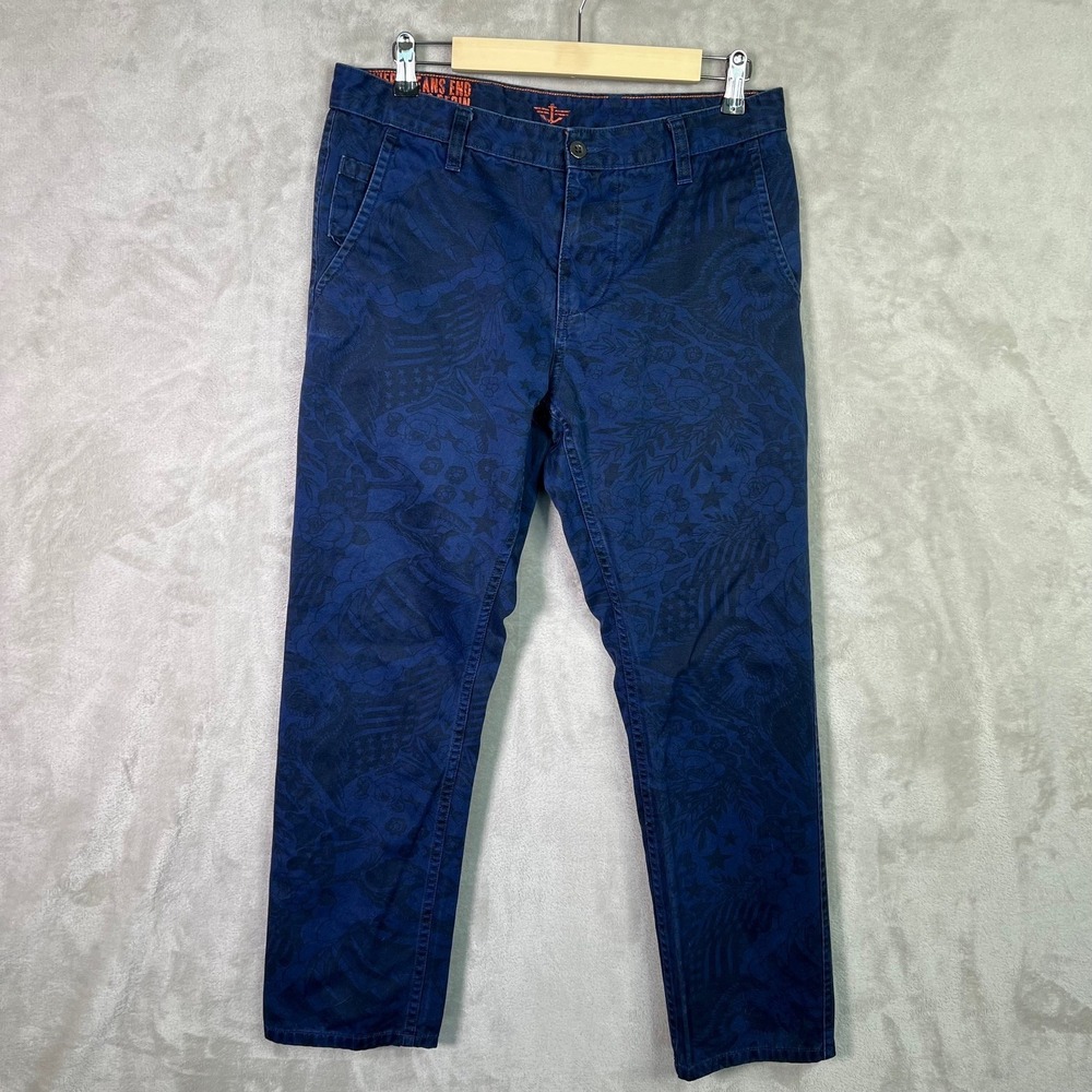 Rare Dockers Alpha Slim Khaki Pants Men's 33x30 Traditional Tattoo‎ Print